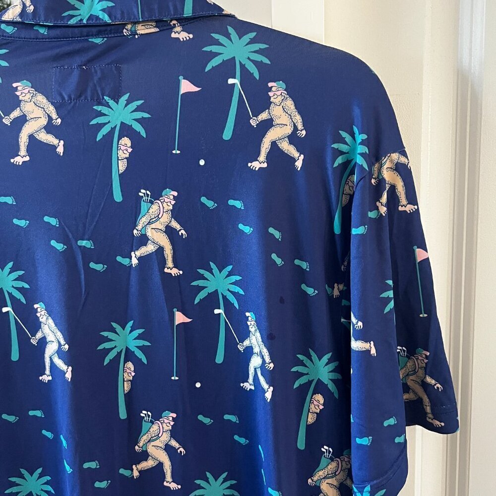 382 Tipsy Elves Bigfoot Short Sleeve Polo Size XXL Color Blue - Picture 7 of 7